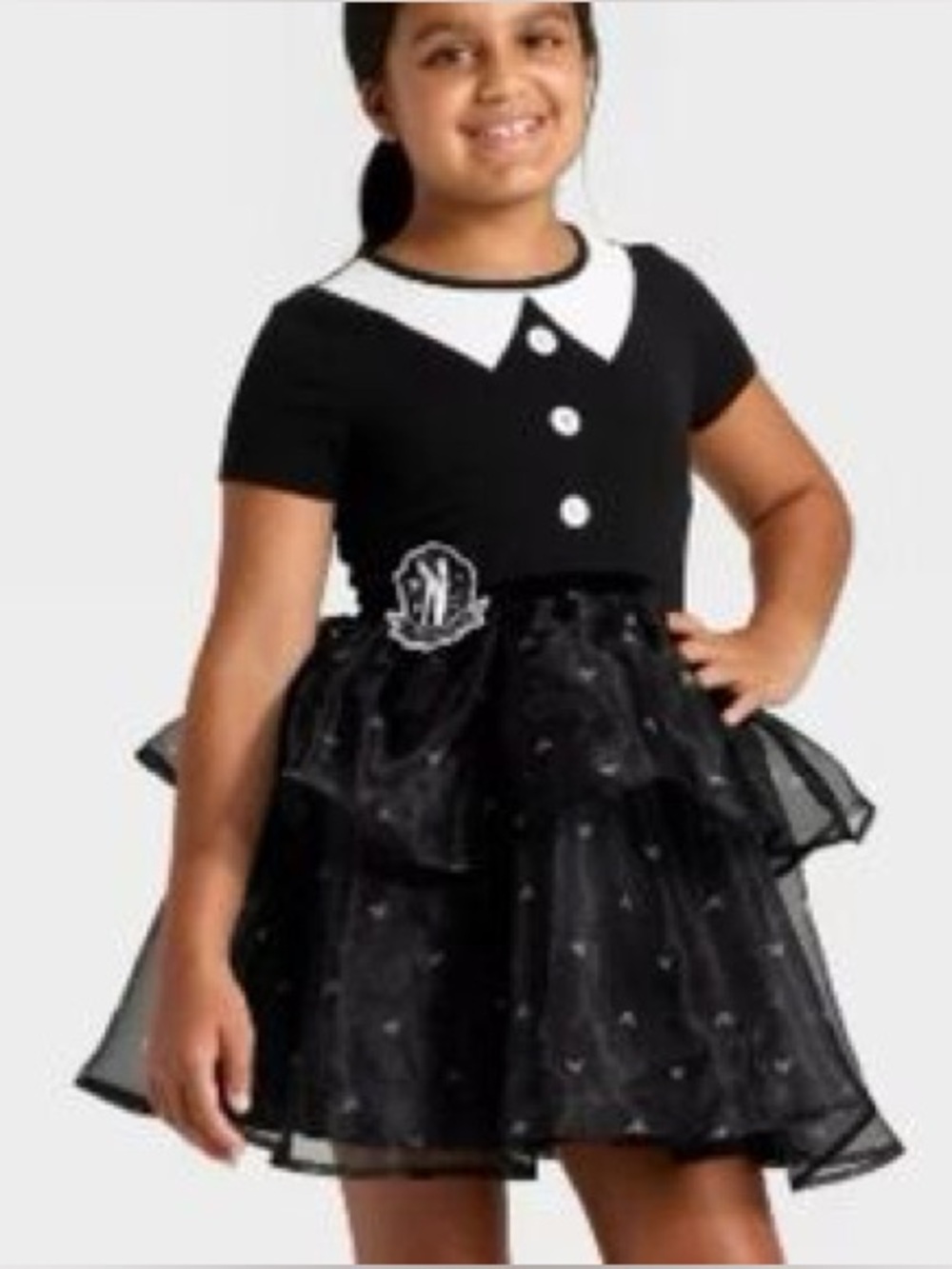 010K Wednesday Adams Short Sleeve Tutu Dress - Size: XS